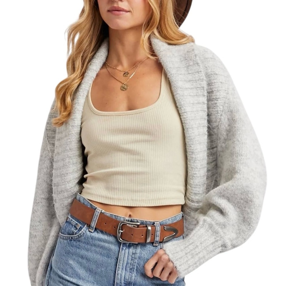 Venus Cozy Gray Cropped Shrug SzM